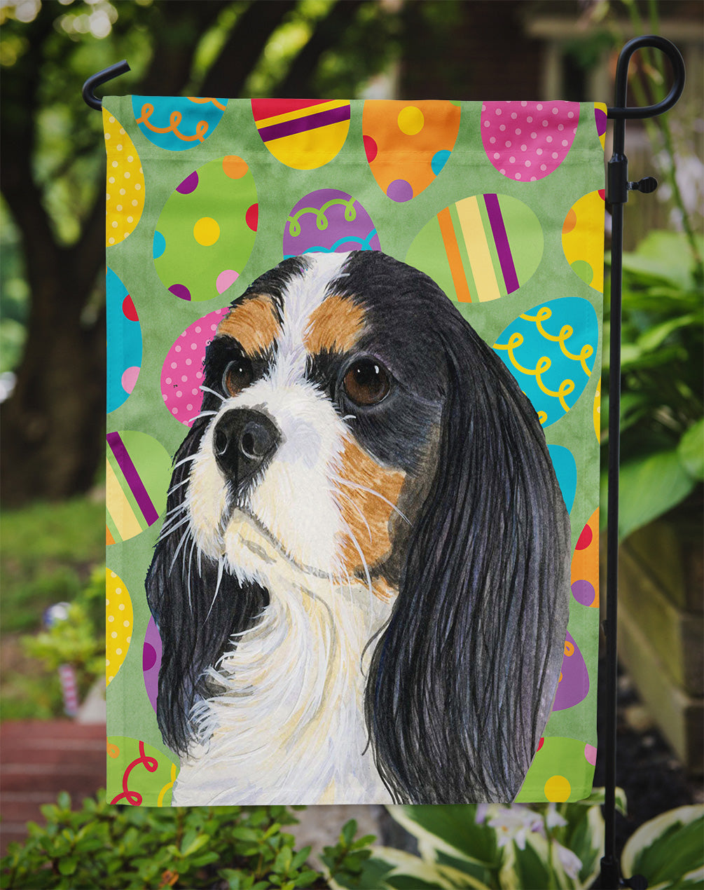 Cavalier Spaniel Easter Eggtravaganza Garden Flag Mailbox Decorative Yard Banner Outside Patio Artwork for Flower Beds, Garden Size, Multicolor