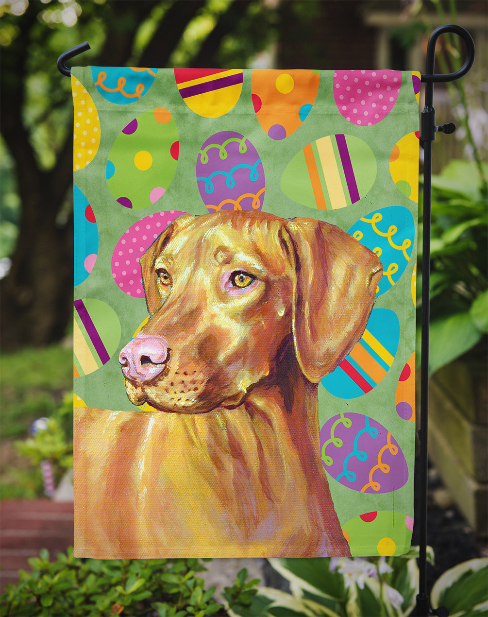Vizsla Easter Eggtravaganza Garden Flag Mailbox Decorative Yard Banner Outside Patio Artwork for Flower Beds, Garden Size, Multicolor