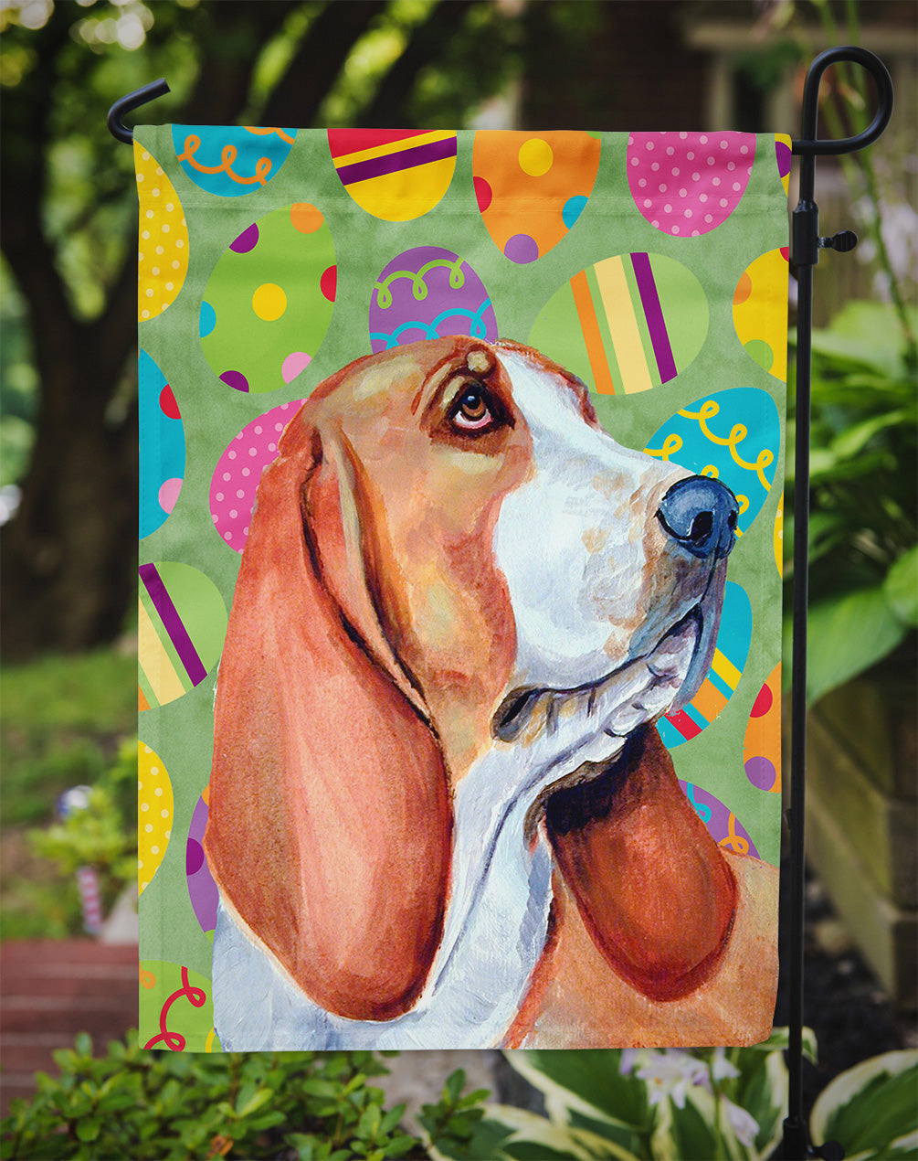 Basset Hound Easter Eggtravaganza Garden Flag Mailbox Decorative Yard Banner Outside Patio Artwork for Flower Beds, Garden Size, Multicolor
