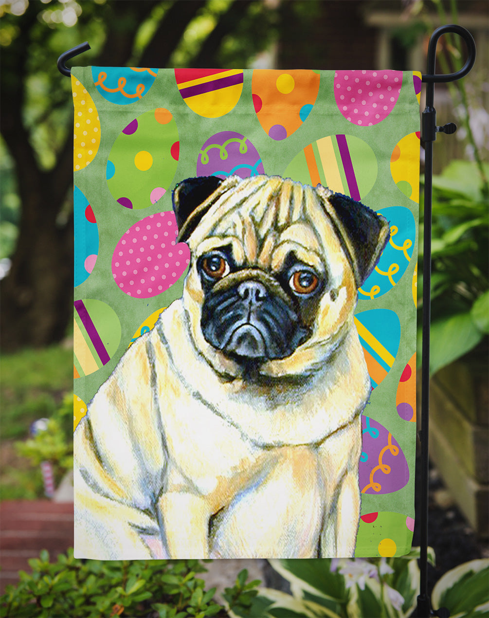 Pug Easter Eggtravaganza Garden Flag Mailbox Decorative Yard Banner Outside Patio Artwork for Flower Beds, Garden Size, Multicolor