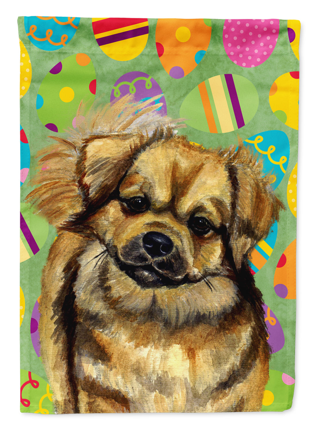 Tibetan Spaniel Easter Eggtravaganza Garden Flag Mailbox Decorative Yard Banner Outside Patio Artwork for Flower Beds, Garden Size, Multicolor