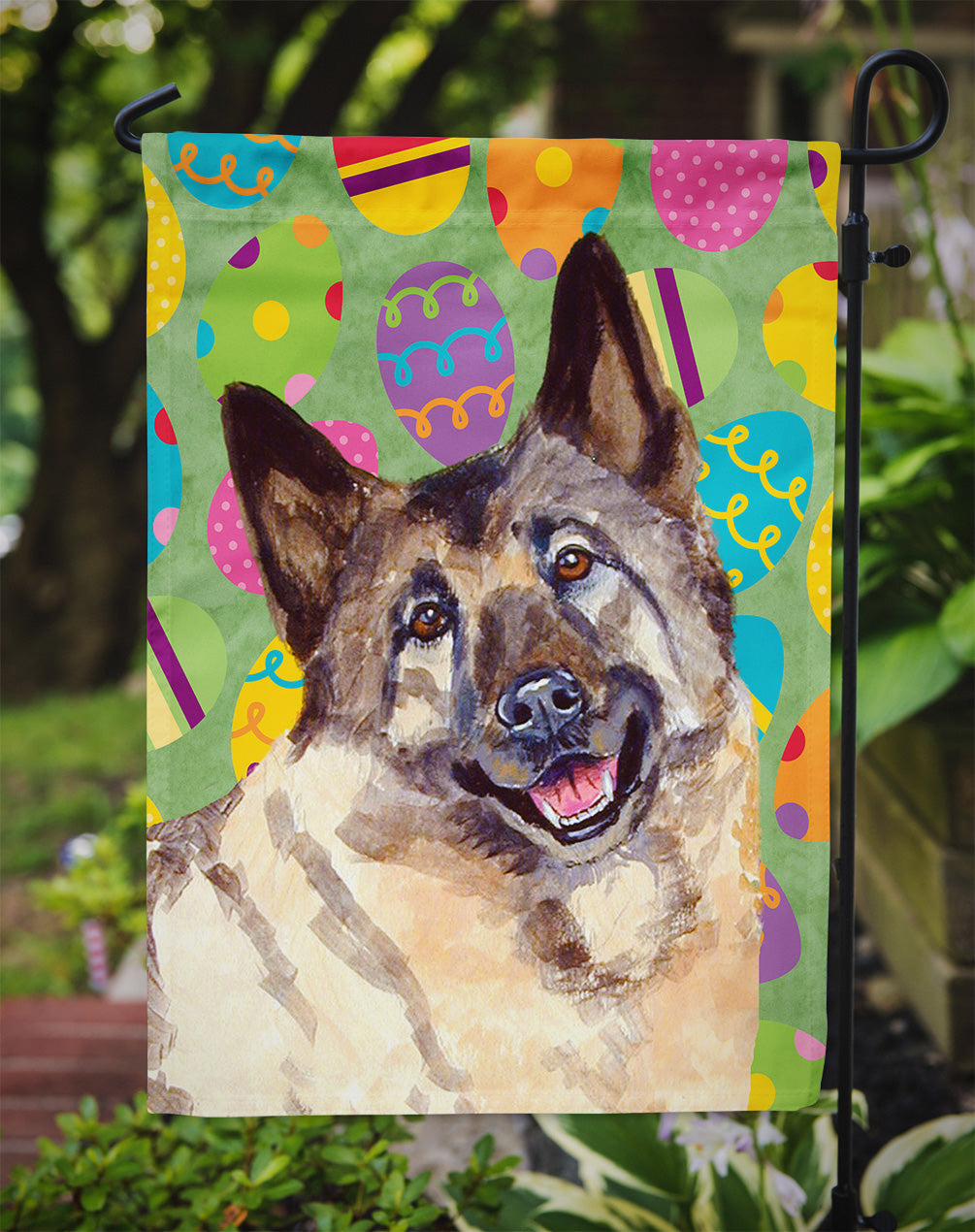 Norwegian Elkhound Easter Eggtravaganza Garden Flag Mailbox Decorative Yard Banner Outside Patio Artwork for Flower Beds, Garden Size, Multicolor