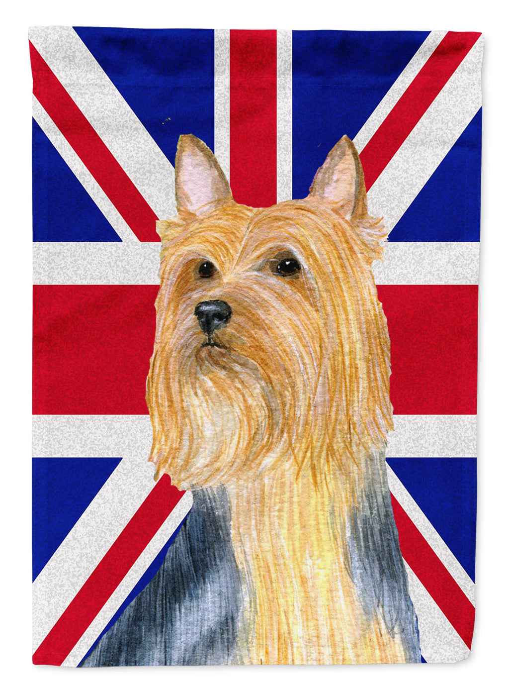 Silky Terrier with English Union Jack British Flag Garden Flag Mailbox Decorative Yard Banner Outside Patio Artwork for Flower Beds, Garden Size, Multicolor