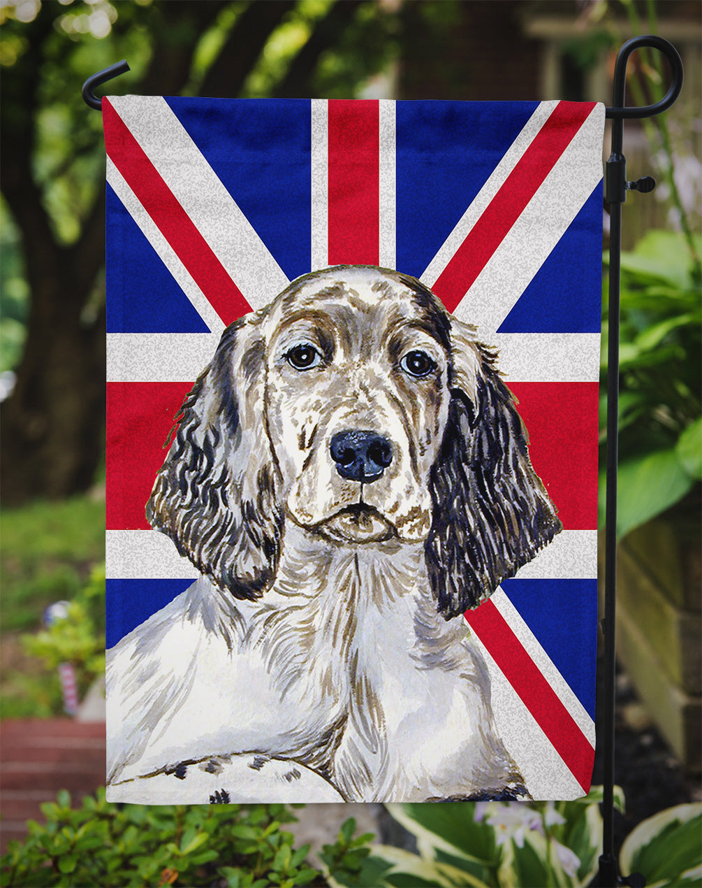 English Setter with English Union Jack British Flag Garden Flag Mailbox Decorative Yard Banner Outside Patio Artwork for Flower Beds, Garden Size, Multicolor