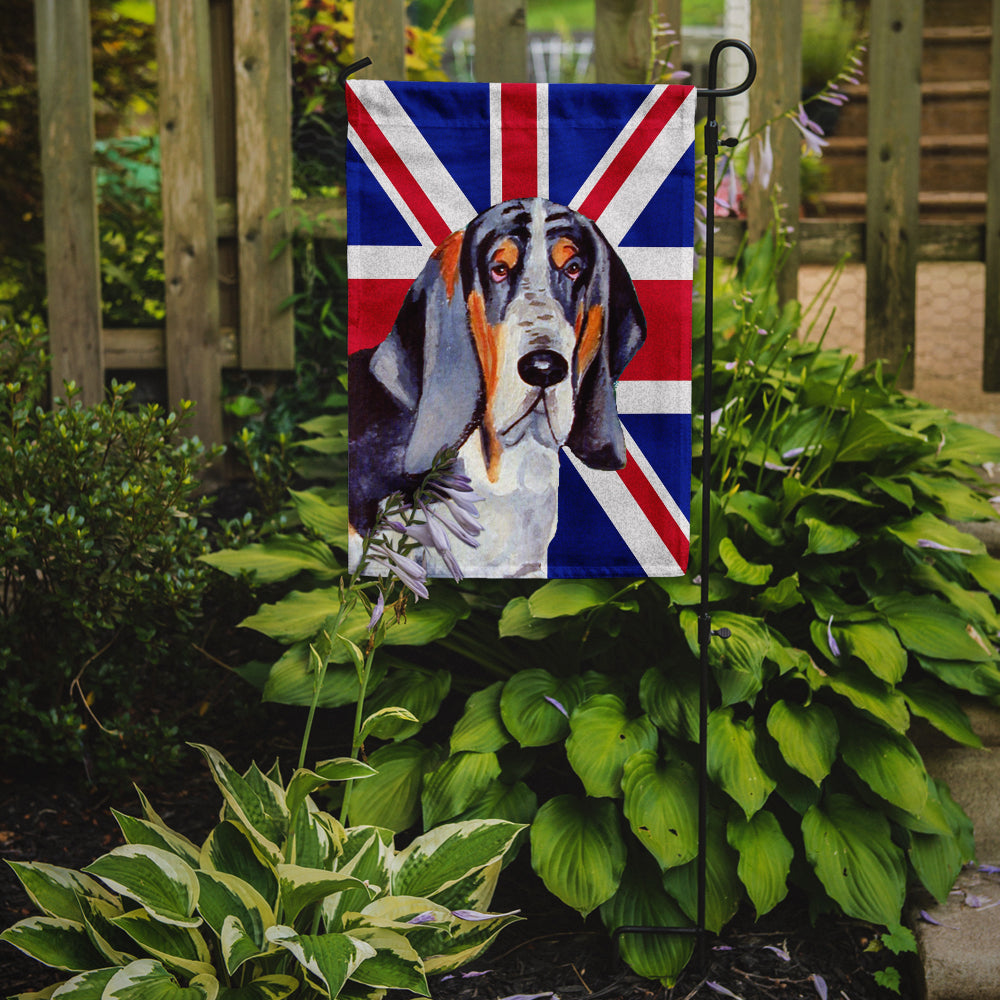 Basset Hound with English Union Jack British Flag Garden Flag Mailbox Decorative Yard Banner Outside Patio Artwork for Flower Beds, Garden Size, Multicolor