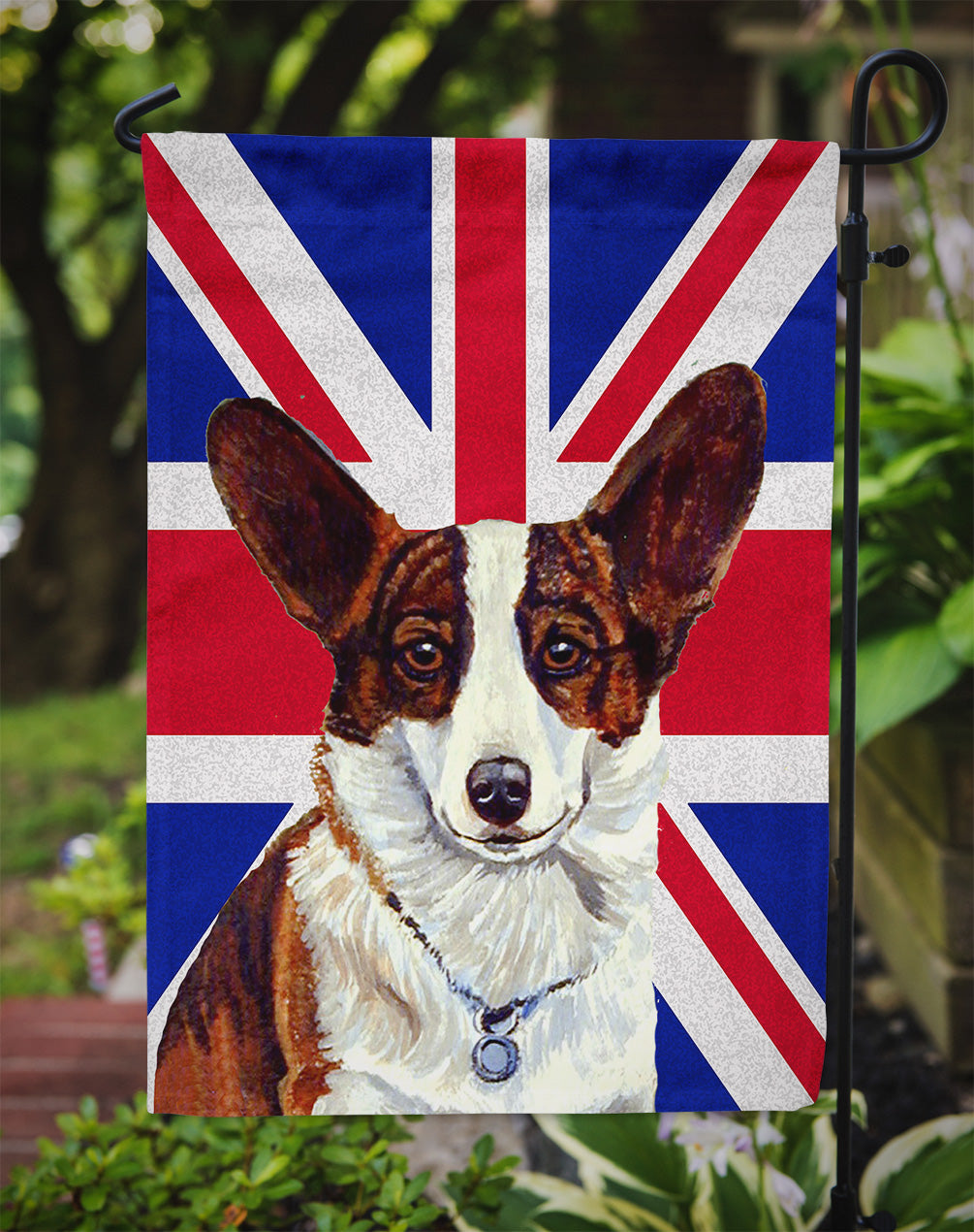 Corgi with English Union Jack British Flag Garden Flag Mailbox Decorative Yard Banner Outside Patio Artwork for Flower Beds, Garden Size, Multicolor