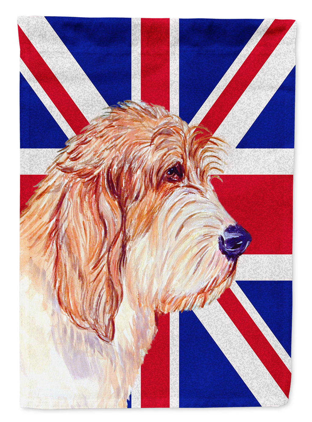 Petit Basset Griffon Vendeen PBGV with English Union Jack British Flag Garden Flag Mailbox Decorative Yard Banner Outside Patio Artwork for Flower Beds, Garden Size, Multicolor