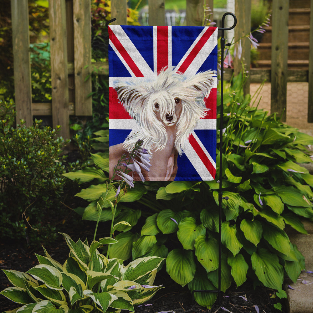 Chinese Crested with English Union Jack British Flag Garden Flag Mailbox Decorative Yard Banner Outside Patio Artwork for Flower Beds, Garden Size, Multicolor