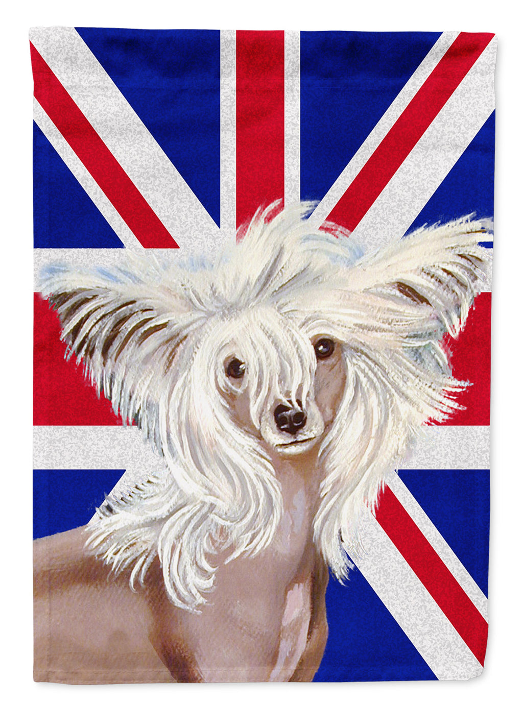 Chinese Crested with English Union Jack British Flag Garden Flag Mailbox Decorative Yard Banner Outside Patio Artwork for Flower Beds, Garden Size, Multicolor