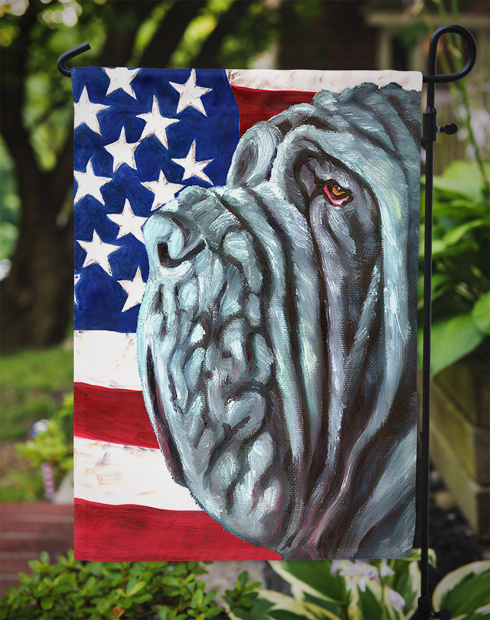 Neapolitan Mastiff USA Patriotic American Flag Garden Flag Mailbox Decorative Yard Banner Outside Patio Artwork for Flower Beds, Garden Size, Multicolor