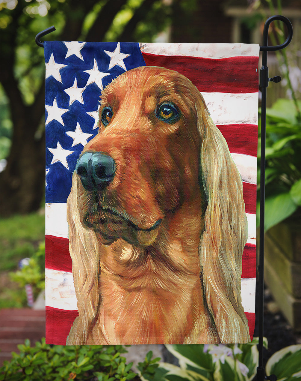 Irish Setter USA Patriotic American Flag Garden Flag Mailbox Decorative Yard Banner Outside Patio Artwork for Flower Beds, Garden Size, Multicolor