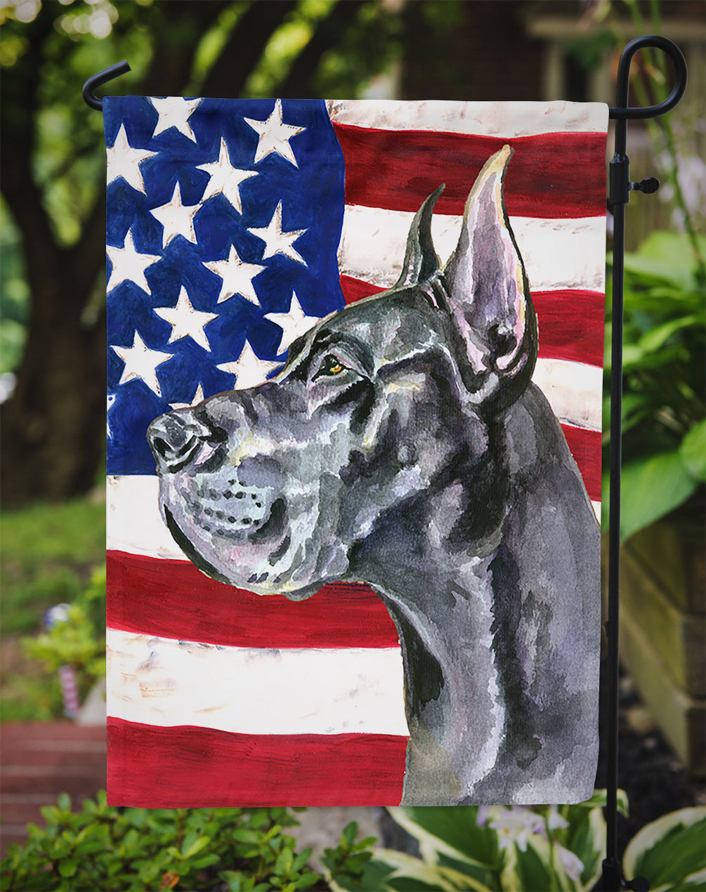 Black Great Dane USA Patriotic American Flag Garden Flag Mailbox Decorative Yard Banner Outside Patio Artwork for Flower Beds, Garden Size, Multicolor