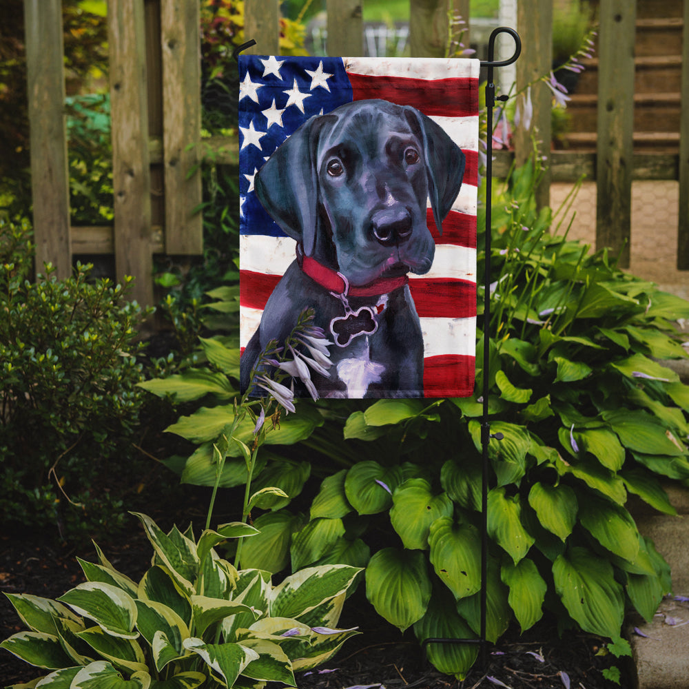 Black Great Dane Puppy USA Patriotic American Flag Garden Flag Mailbox Decorative Yard Banner Outside Patio Artwork for Flower Beds, Garden Size, Multicolor