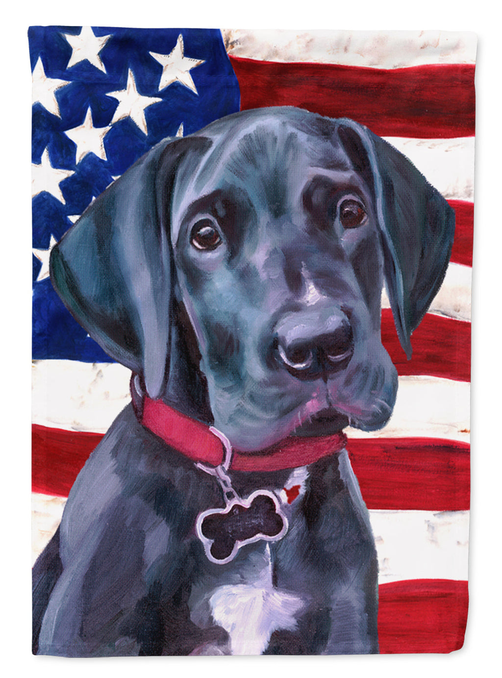 Black Great Dane Puppy USA Patriotic American Flag Garden Flag Mailbox Decorative Yard Banner Outside Patio Artwork for Flower Beds, Garden Size, Multicolor