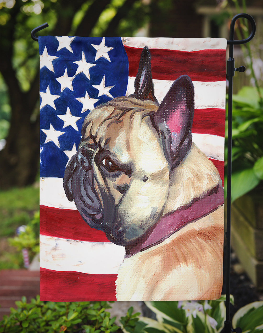 French Bulldog Frenchie USA Patriotic American Flag Garden Flag Mailbox Decorative Yard Banner Outside Patio Artwork for Flower Beds, Garden Size, Multicolor