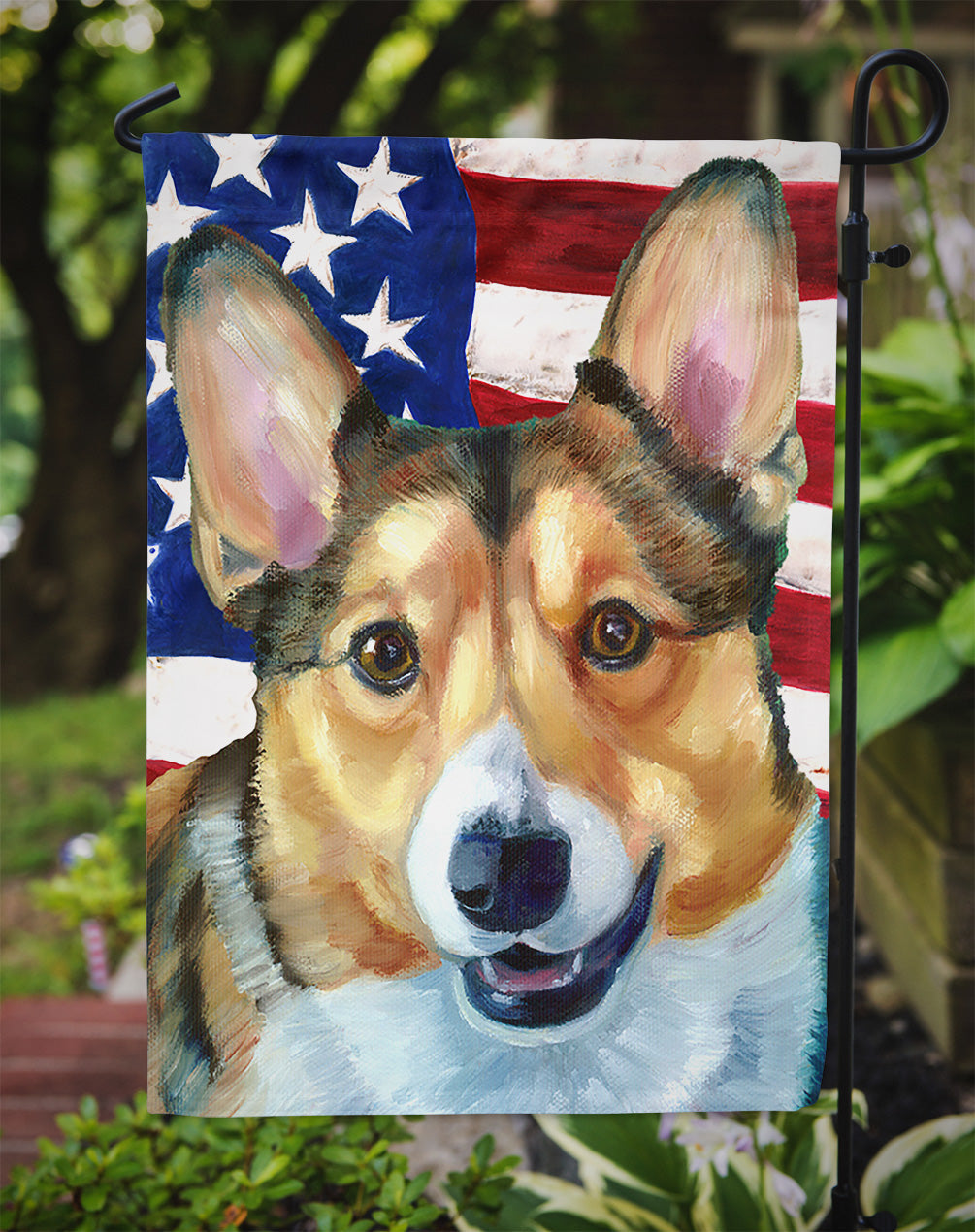 Corgi USA Patriotic American Flag Garden Flag Mailbox Decorative Yard Banner Outside Patio Artwork for Flower Beds, Garden Size, Multicolor