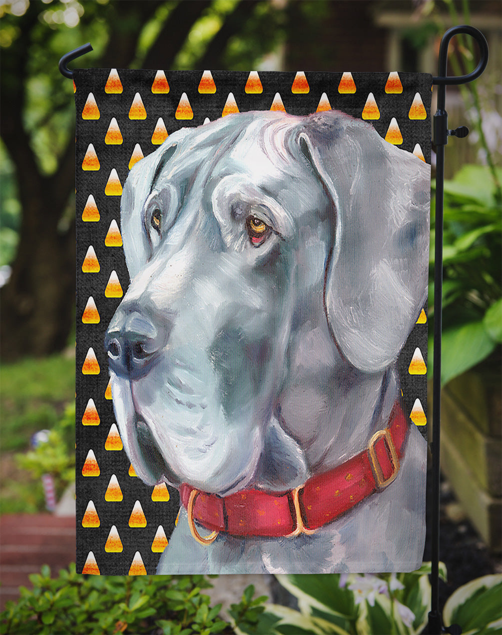 Great Dane Candy Corn Halloween Garden Flag Mailbox Decorative Yard Banner Outside Patio Artwork for Flower Beds, Garden Size, Multicolor