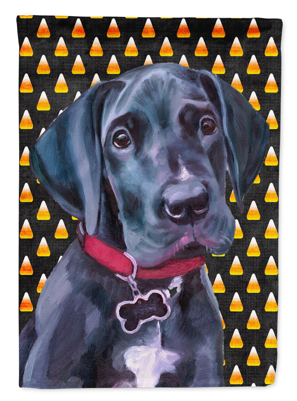 Black Great Dane Puppy Candy Corn Halloween Garden Flag Mailbox Decorative Yard Banner Outside Patio Artwork for Flower Beds, Garden Size, Multicolor