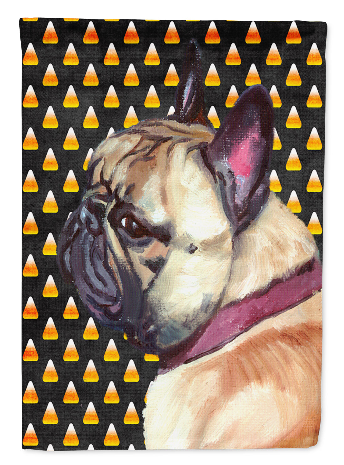 French Bulldog Frenchie Candy Corn Halloween Garden Flag Mailbox Decorative Yard Banner Outside Patio Artwork for Flower Beds, Garden Size, Multicolor