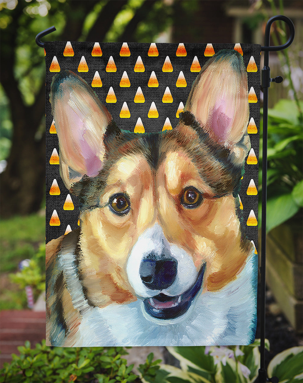 Corgi Candy Corn Halloween Garden Flag Mailbox Decorative Yard Banner Outside Patio Artwork for Flower Beds, Garden Size, Multicolor