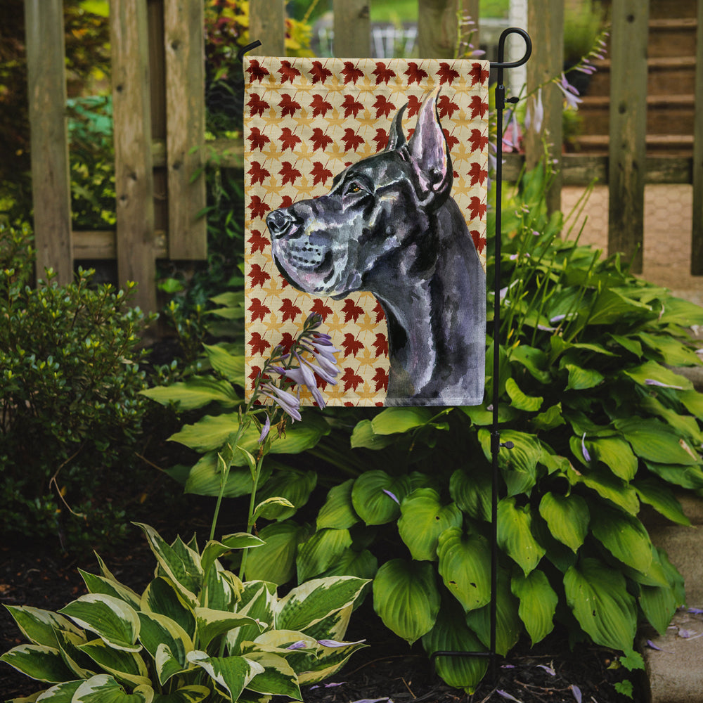 Black Great Dane Fall Leaves Garden Flag Mailbox Decorative Yard Banner Outside Patio Artwork for Flower Beds, Garden Size, Multicolor
