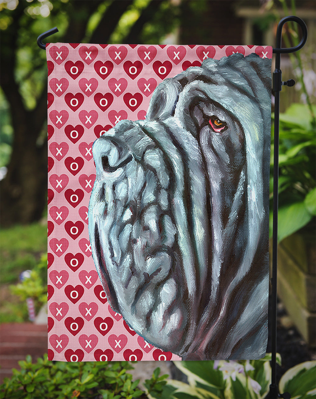 Neapolitan Mastiff Hearts Love and Valentine's Day Garden Flag Mailbox Decorative Yard Banner Outside Patio Artwork for Flower Beds, Garden Size, Multicolor