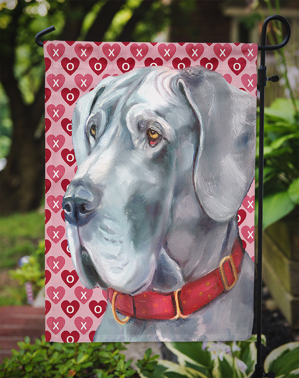Great Dane Hearts Love and Valentine's Day Garden Flag Mailbox Decorative Yard Banner Outside Patio Artwork for Flower Beds, Garden Size, Multicolor