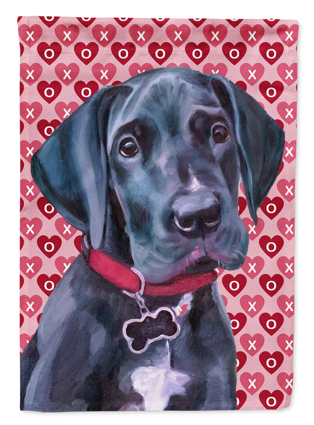 Black Great Dane Puppy Hearts Love and Valentine's Day Garden Flag Mailbox Decorative Yard Banner Outside Patio Artwork for Flower Beds, Garden Size, Multicolor