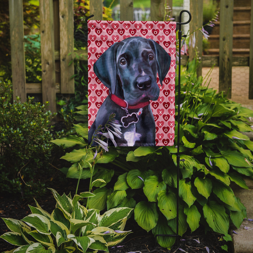 Black Great Dane Puppy Hearts Love and Valentine's Day Garden Flag Mailbox Decorative Yard Banner Outside Patio Artwork for Flower Beds, Garden Size, Multicolor