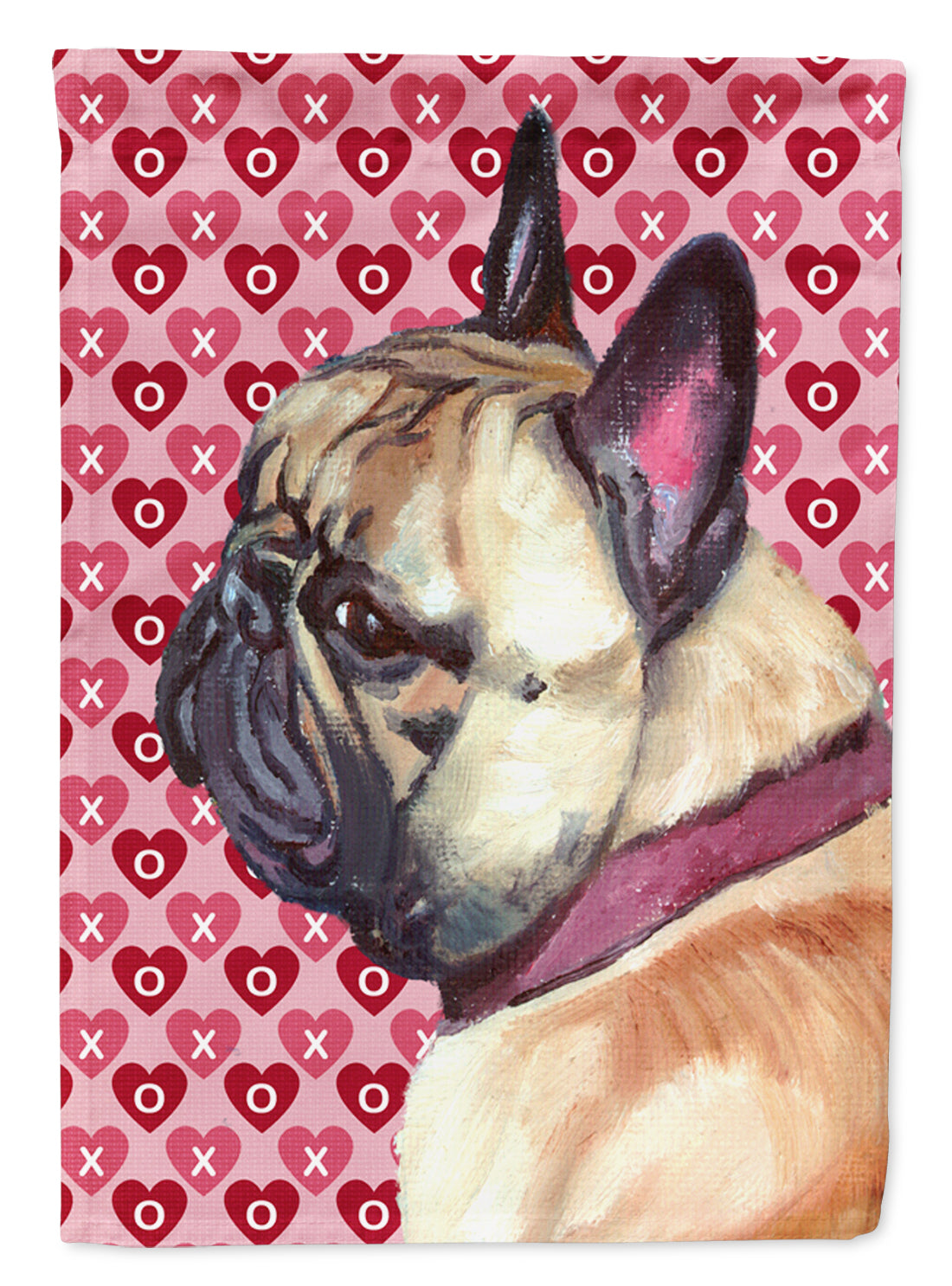 French Bulldog Frenchie Hearts Love and Valentine's Day Garden Flag Mailbox Decorative Yard Banner Outside Patio Artwork for Flower Beds, Garden Size, Multicolor