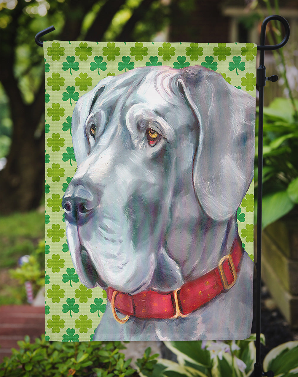 Great Dane St. Patrick's Day Shamrock Garden Flag Mailbox Decorative Yard Banner Outside Patio Artwork for Flower Beds, Garden Size, Multicolor