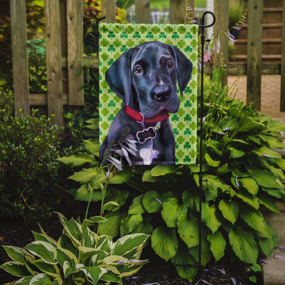 Black Great Dane Puppy St. Patrick's Day Shamrock Garden Flag Mailbox Decorative Yard Banner Outside Patio Artwork for Flower Beds, Garden Size, Multicolor