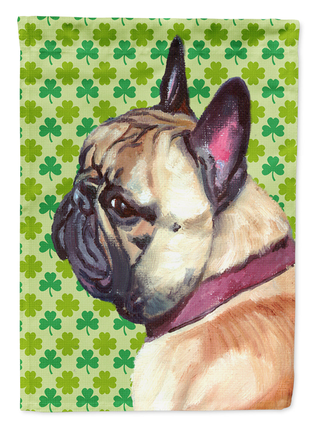 French Bulldog Frenchie St. Patrick's Day Shamrock Garden Flag Mailbox Decorative Yard Banner Outside Patio Artwork for Flower Beds, Garden Size, Multicolor