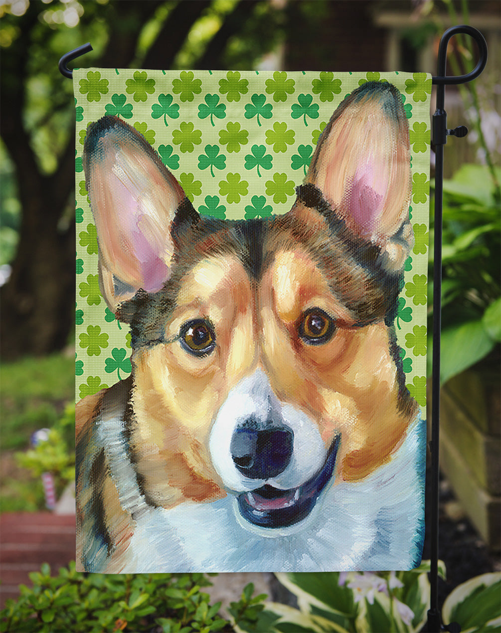 Corgi St. Patrick's Day Shamrock Garden Flag Mailbox Decorative Yard Banner Outside Patio Artwork for Flower Beds, Garden Size, Multicolor