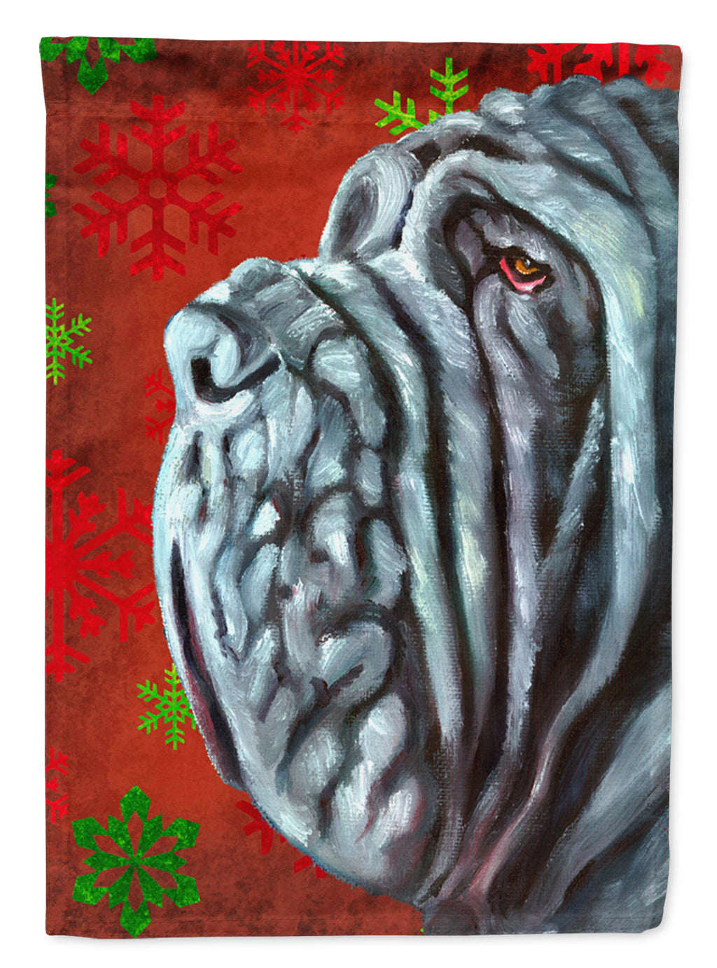 Neapolitan Mastiff Red Snowflakes Holiday Christmas Garden Flag Mailbox Decorative Yard Banner Outside Patio Artwork for Flower Beds, Garden Size, Multicolor