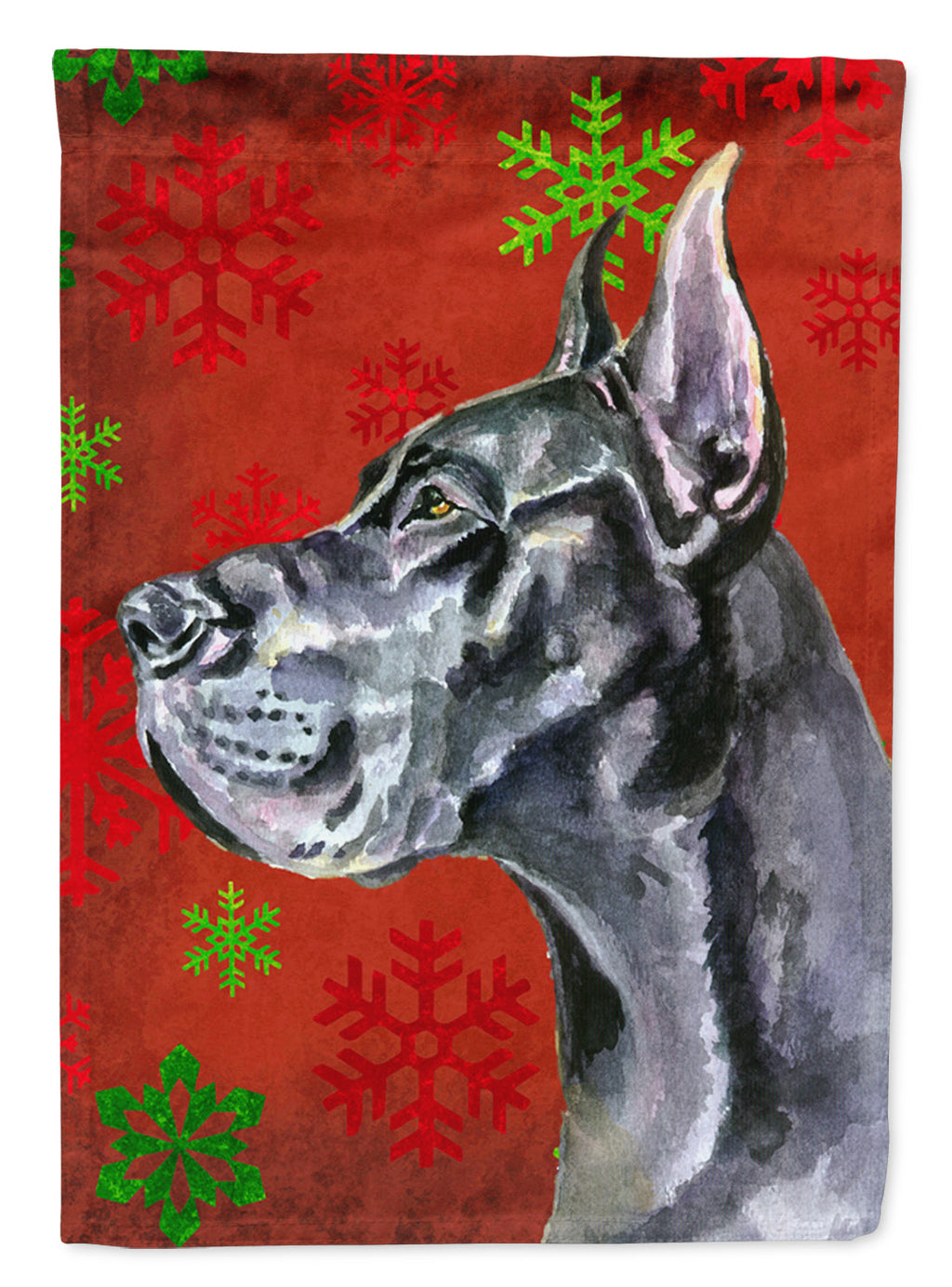Black Great Dane Red Snowflakes Holiday Christmas Garden Flag Mailbox Decorative Yard Banner Outside Patio Artwork for Flower Beds, Garden Size, Multicolor