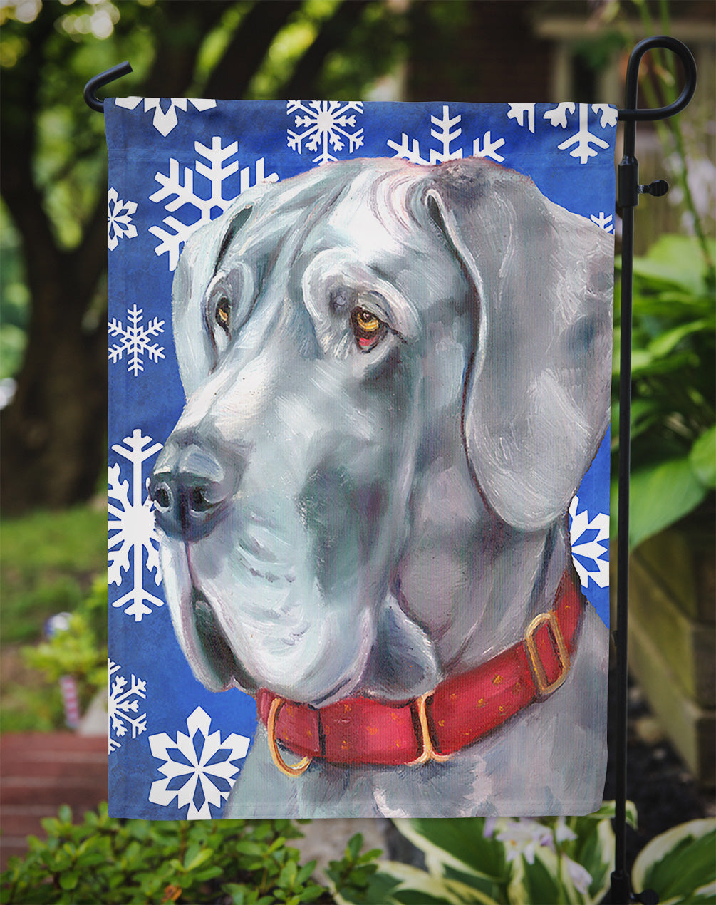 Great Dane Winter Snowflakes Holiday Garden Flag Mailbox Decorative Yard Banner Outside Patio Artwork for Flower Beds, Garden Size, Multicolor