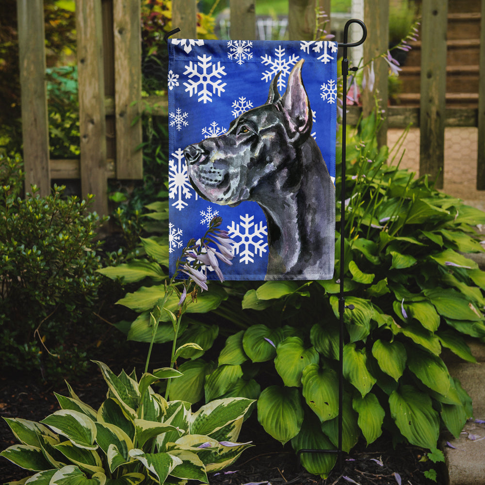 Black Great Dane Winter Snowflakes Holiday Garden Flag Mailbox Decorative Yard Banner Outside Patio Artwork for Flower Beds, Garden Size, Multicolor