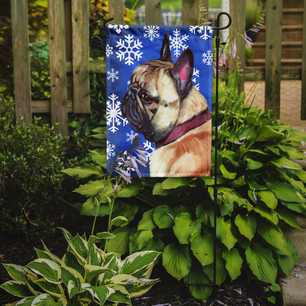 French Bulldog Frenchie Winter Snowflakes Holiday Garden Flag Mailbox Decorative Yard Banner Outside Patio Artwork for Flower Beds, Garden Size, Multicolor