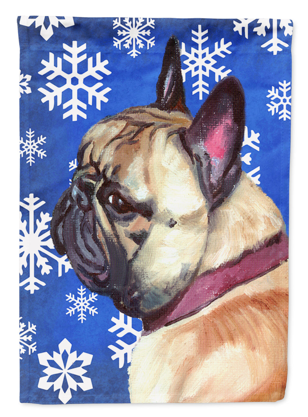 French Bulldog Frenchie Winter Snowflakes Holiday Garden Flag Mailbox Decorative Yard Banner Outside Patio Artwork for Flower Beds, Garden Size, Multicolor