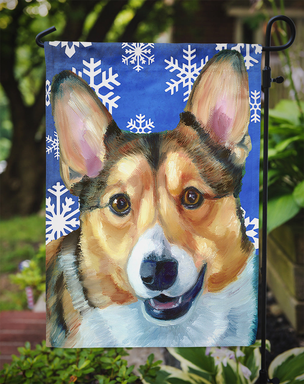 Corgi Winter Snowflakes Holiday Garden Flag Mailbox Decorative Yard Banner Outside Patio Artwork for Flower Beds, Garden Size, Multicolor