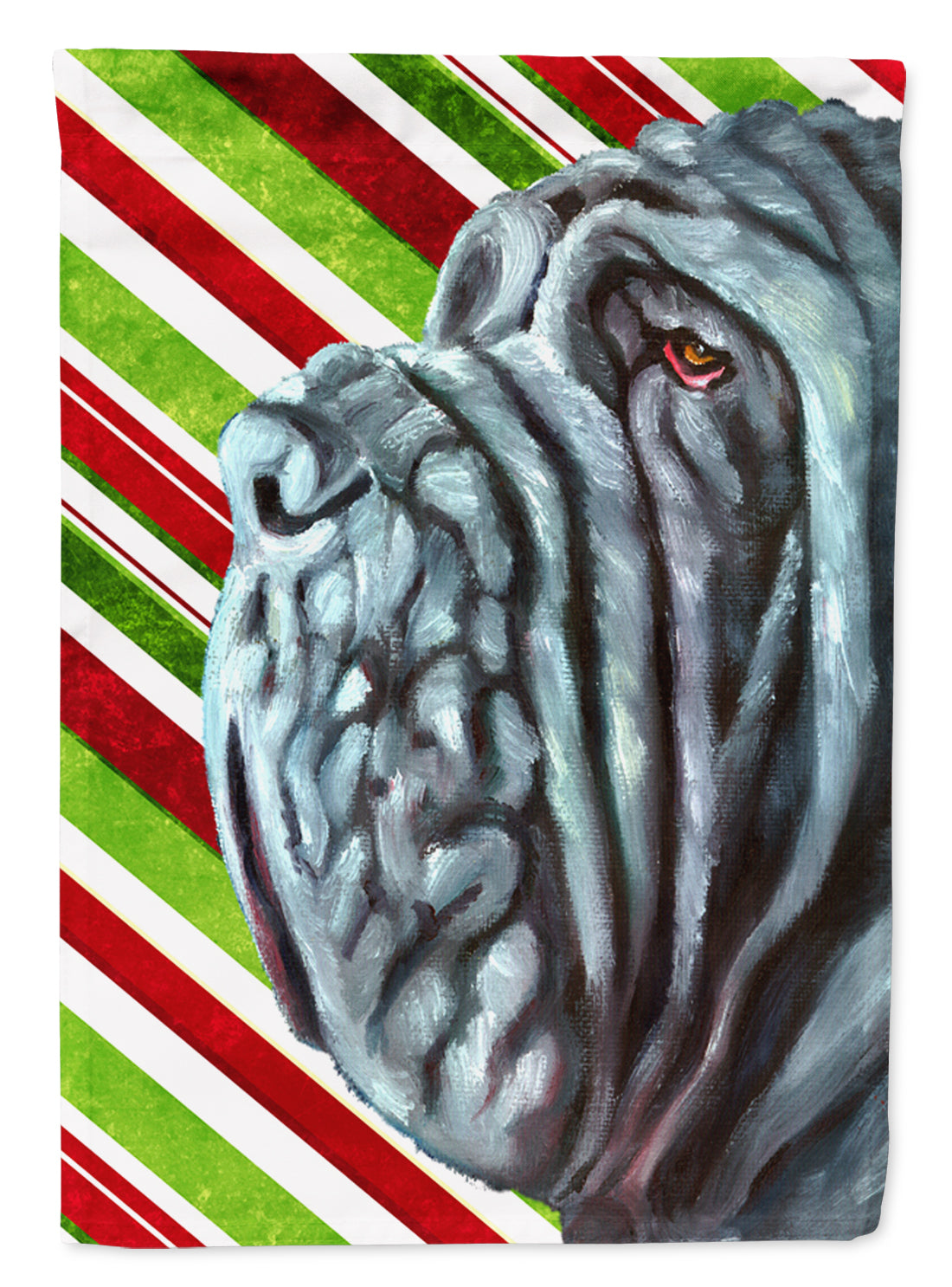 Neapolitan Mastiff Candy Cane Holiday Christmas Garden Flag Mailbox Decorative Yard Banner Outside Patio Artwork for Flower Beds, Garden Size, Multicolor