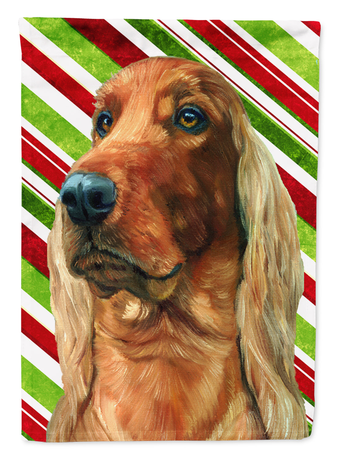 Irish Setter Candy Cane Holiday Christmas Garden Flag Mailbox Decorative Yard Banner Outside Patio Artwork for Flower Beds, Garden Size, Multicolor
