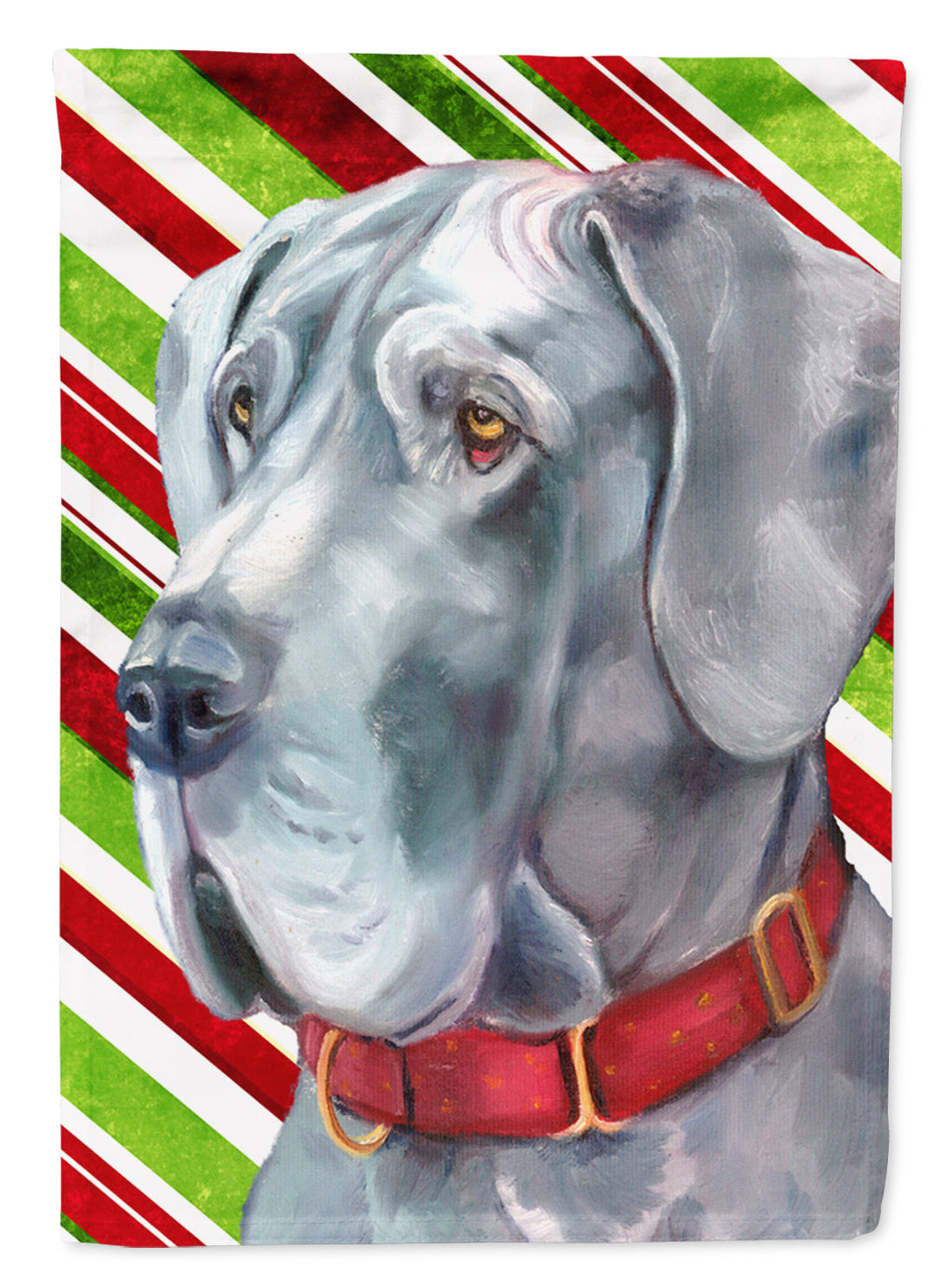 Great Dane Candy Cane Holiday Christmas Garden Flag Mailbox Decorative Yard Banner Outside Patio Artwork for Flower Beds, Garden Size, Multicolor