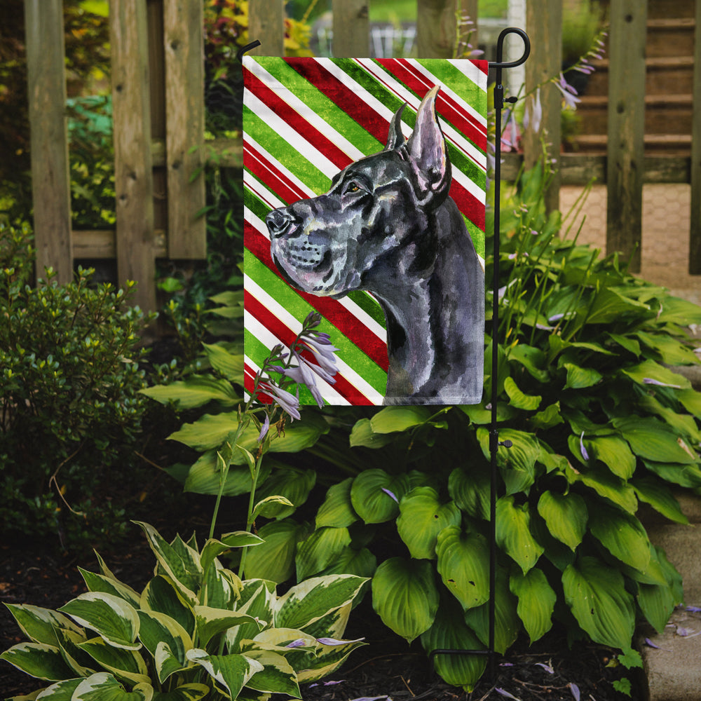Black Great Dane Candy Cane Holiday Christmas Garden Flag Mailbox Decorative Yard Banner Outside Patio Artwork for Flower Beds, Garden Size, Multicolor