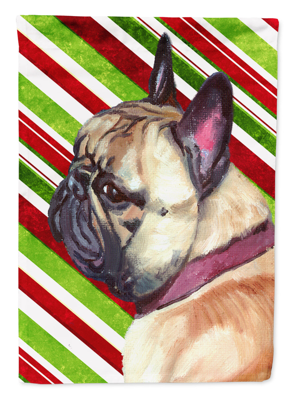 French Bulldog Frenchie Candy Cane Holiday Christmas Garden Flag Mailbox Decorative Yard Banner Outside Patio Artwork for Flower Beds, Garden Size, Multicolor