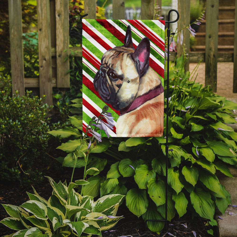 French Bulldog Frenchie Candy Cane Holiday Christmas Garden Flag Mailbox Decorative Yard Banner Outside Patio Artwork for Flower Beds, Garden Size, Multicolor