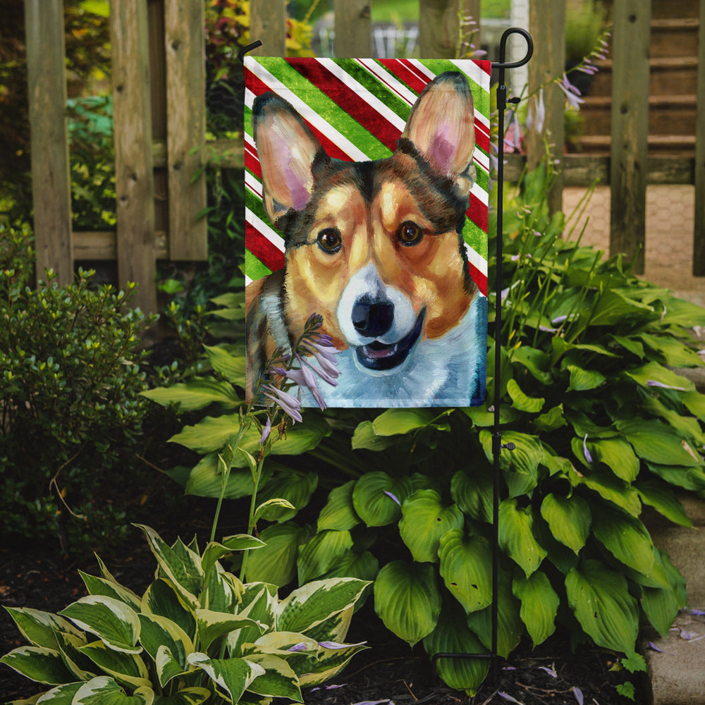 Corgi Candy Cane Holiday Christmas Garden Flag Mailbox Decorative Yard Banner Outside Patio Artwork for Flower Beds, Garden Size, Multicolor