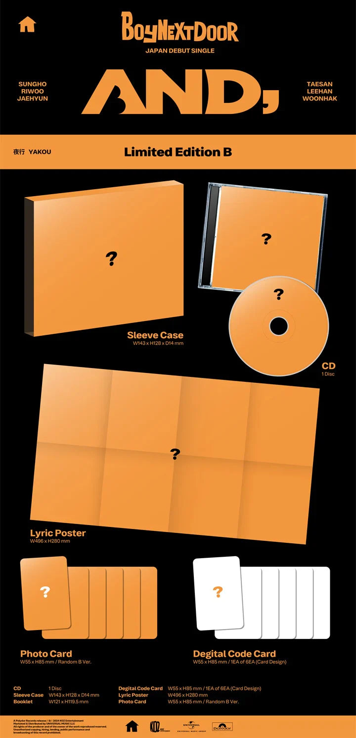 BoyNextDoor - And, Japan 1st Single Album (Limited Edition B)