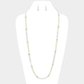 Metallic Bead & Pearl Long Necklace